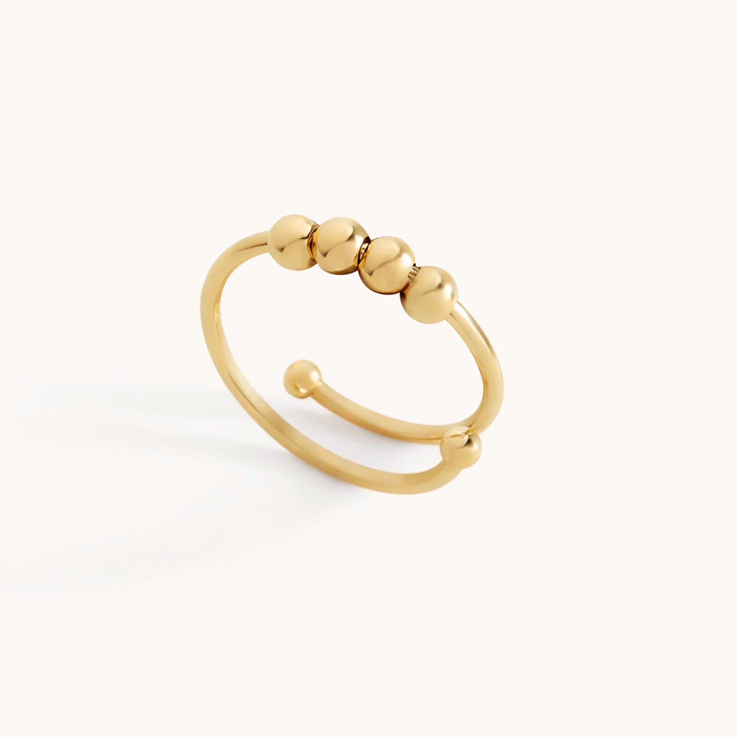 Bague Perles Anti-Stress Ajustable en Or