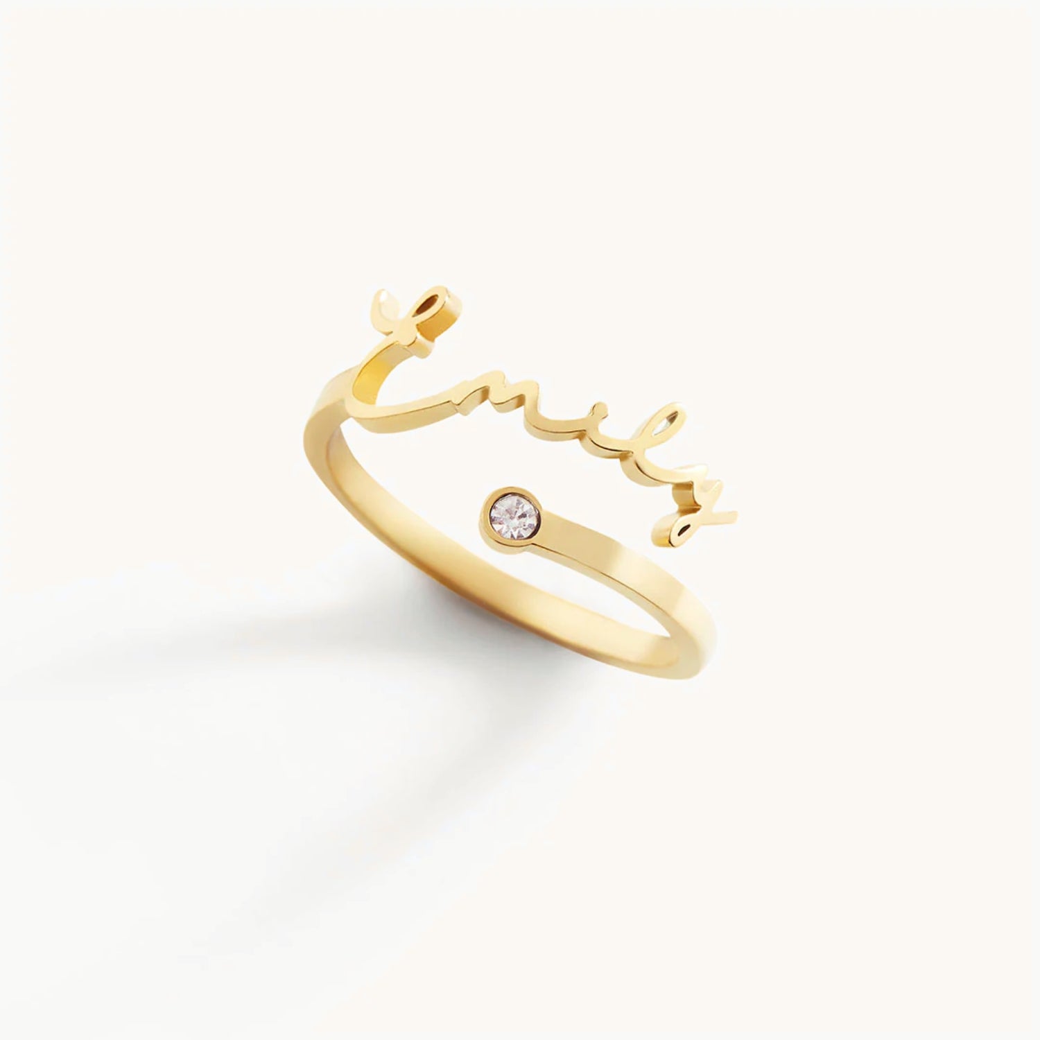 Bague Prénom & Pierre de Naissance en Or