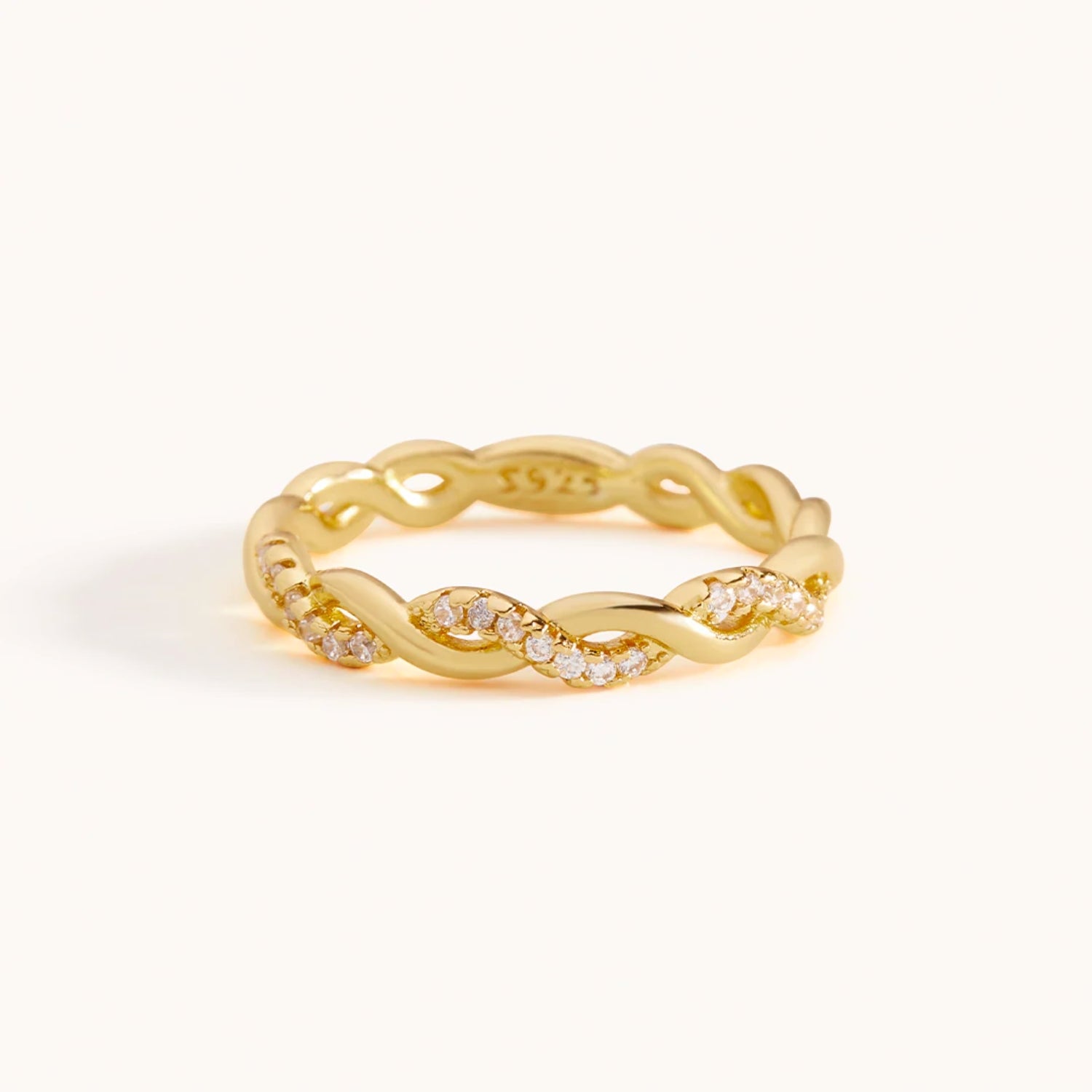 Bague Torsade Pavé en Or