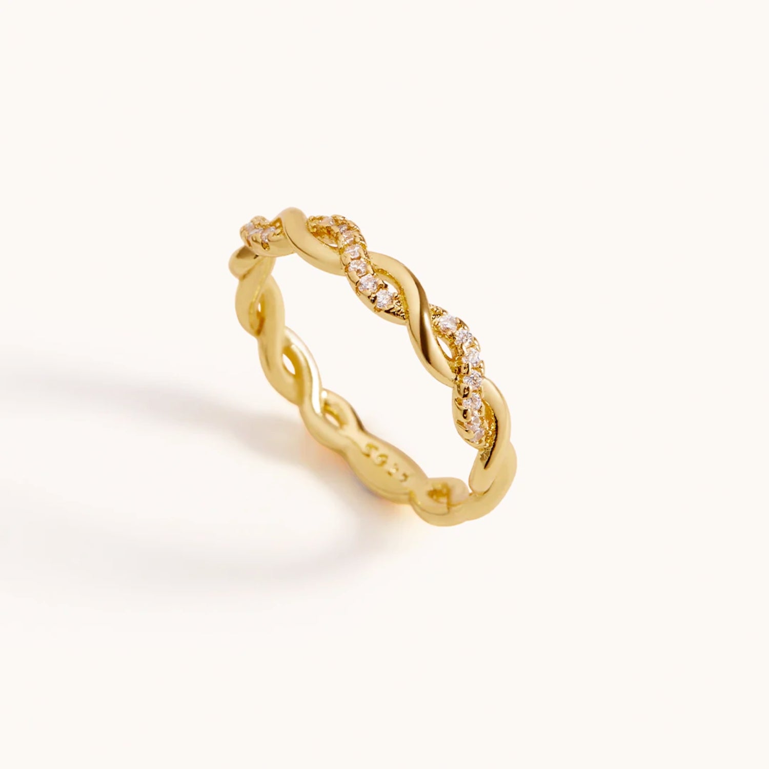 Bague Torsade Pavé en Or