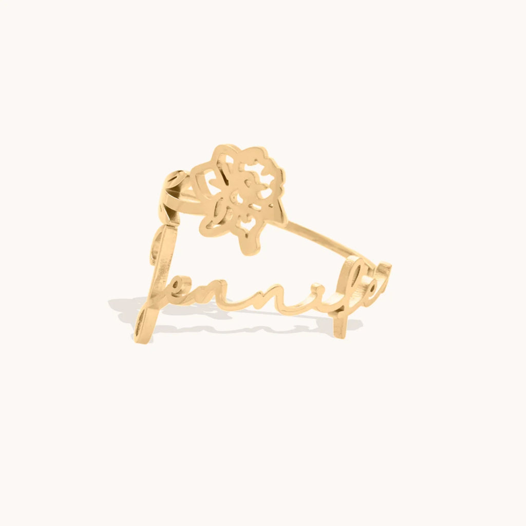 Anillo de Flor de Nacimiento Personalizada