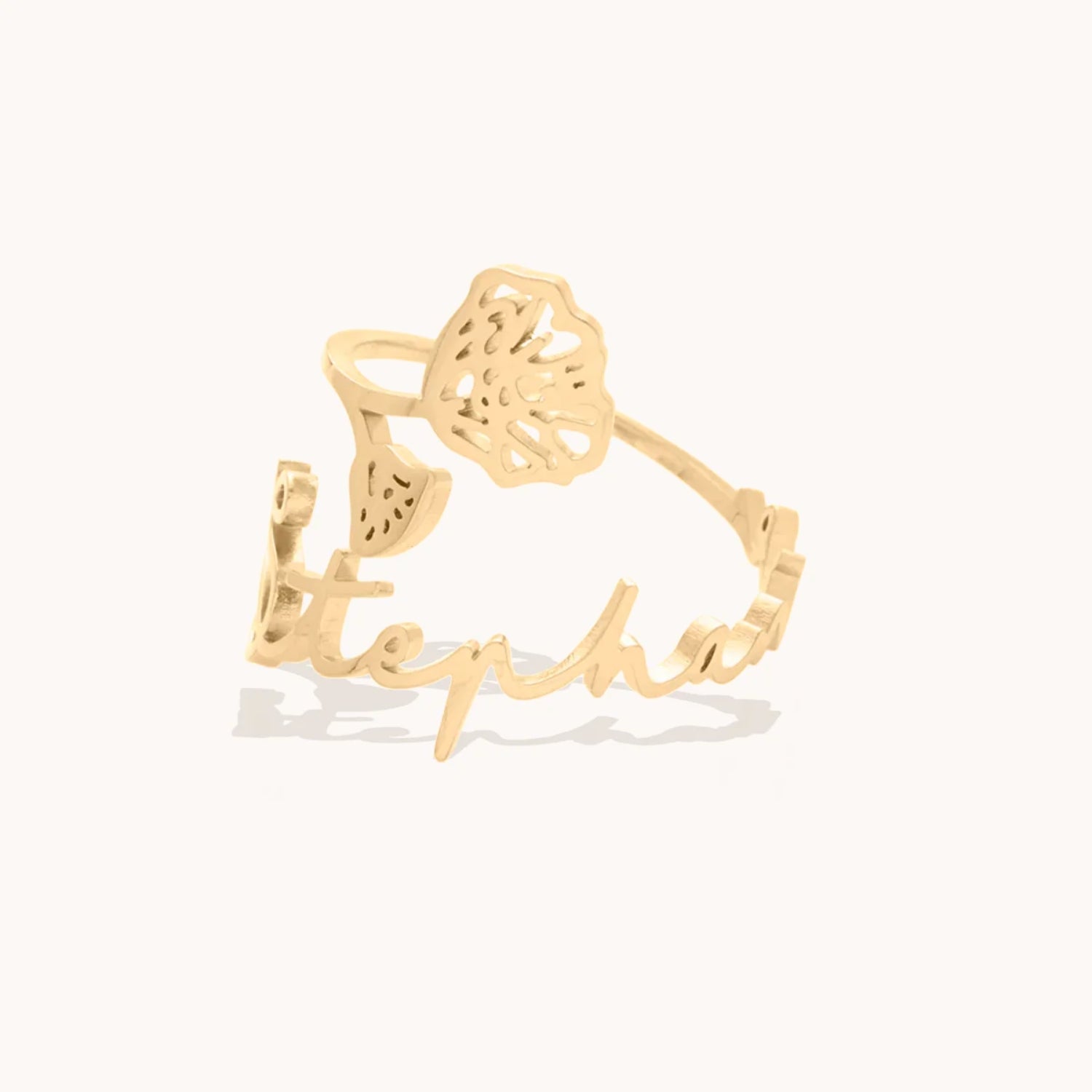 Bague Fleur de Naissance Personnalisée en Or