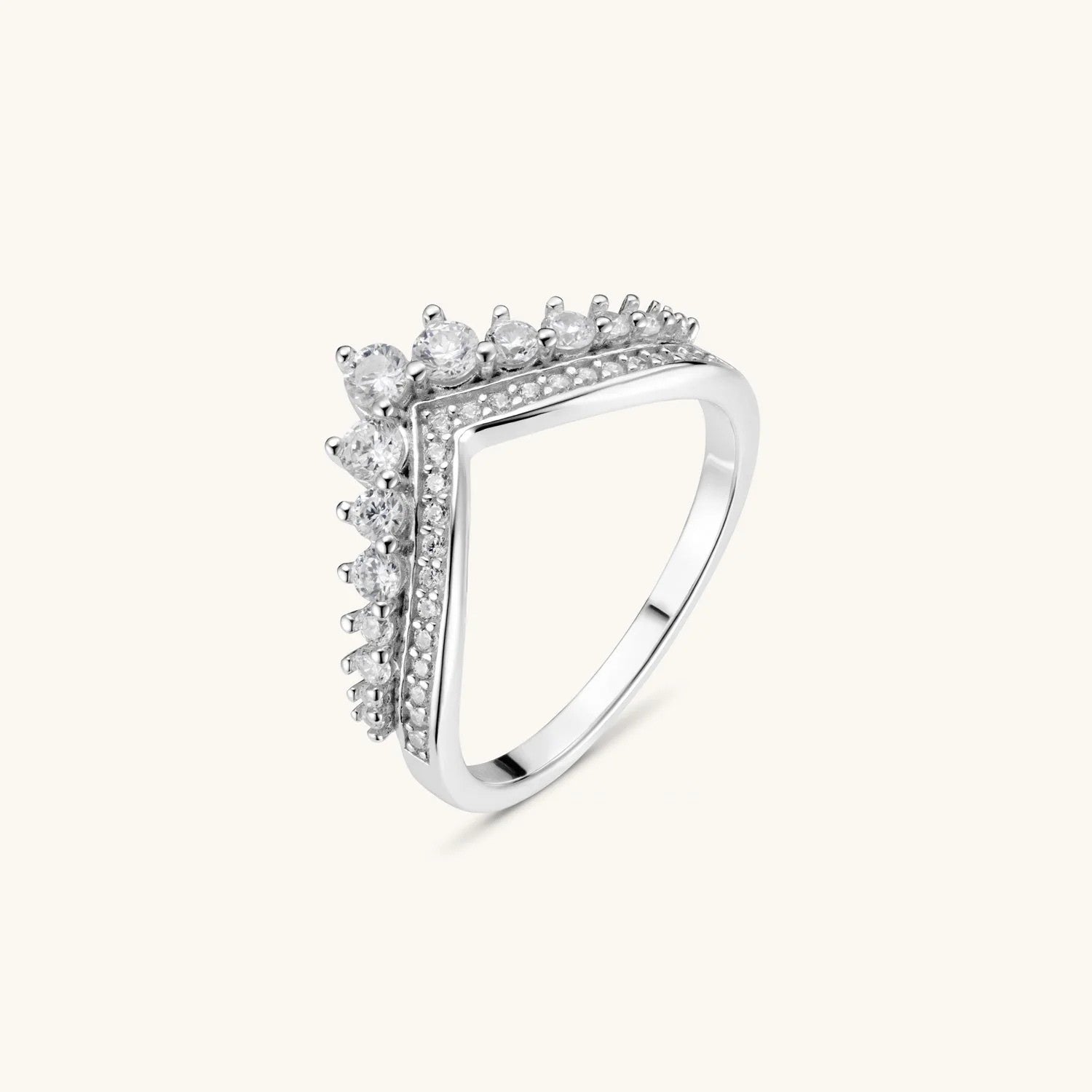 Bague Wishbone Ornée en Argent