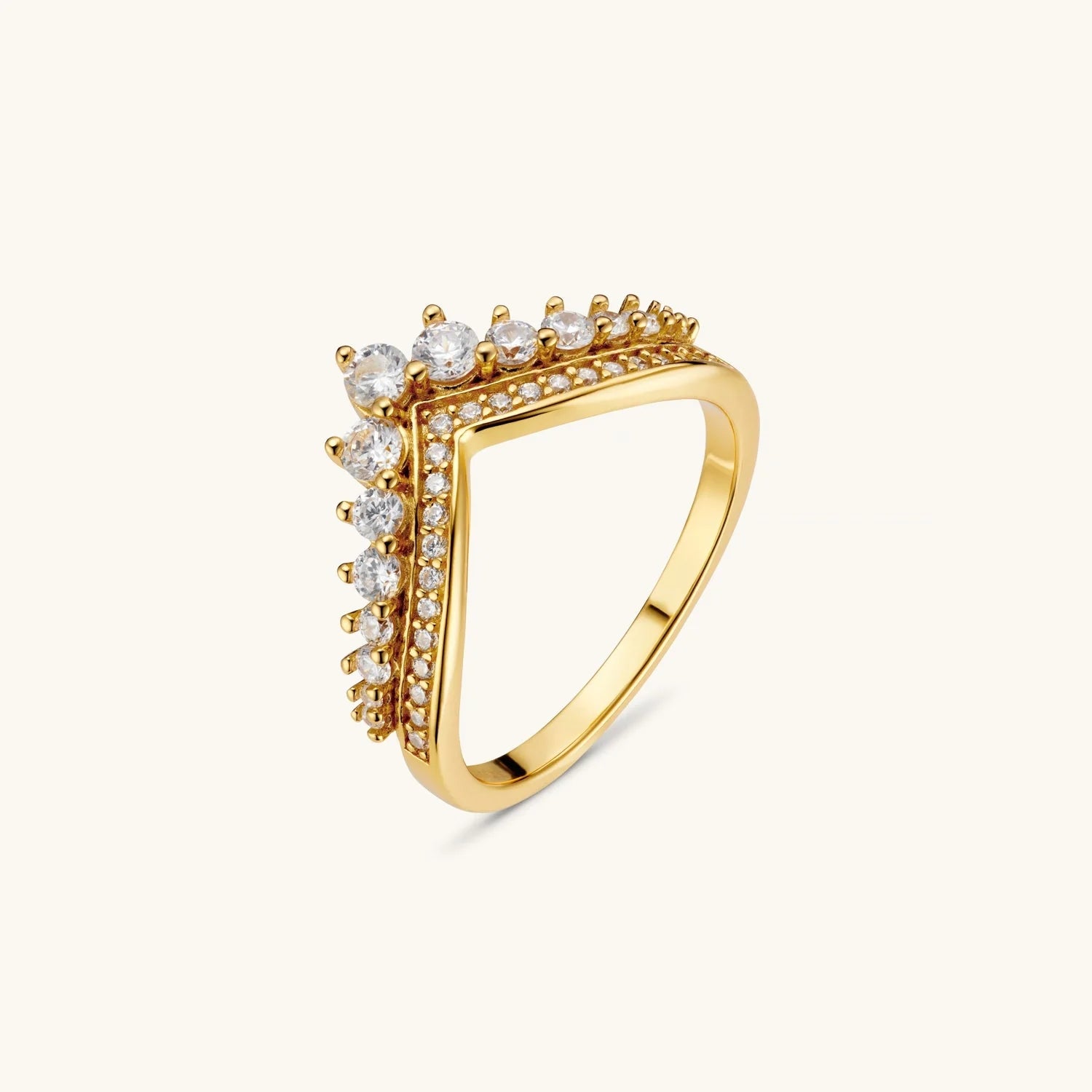 Bague Wishbone Ornée en Or
