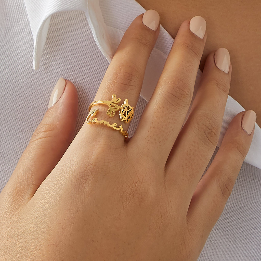 Bague Fleur de Naissance Personnalisée en Or