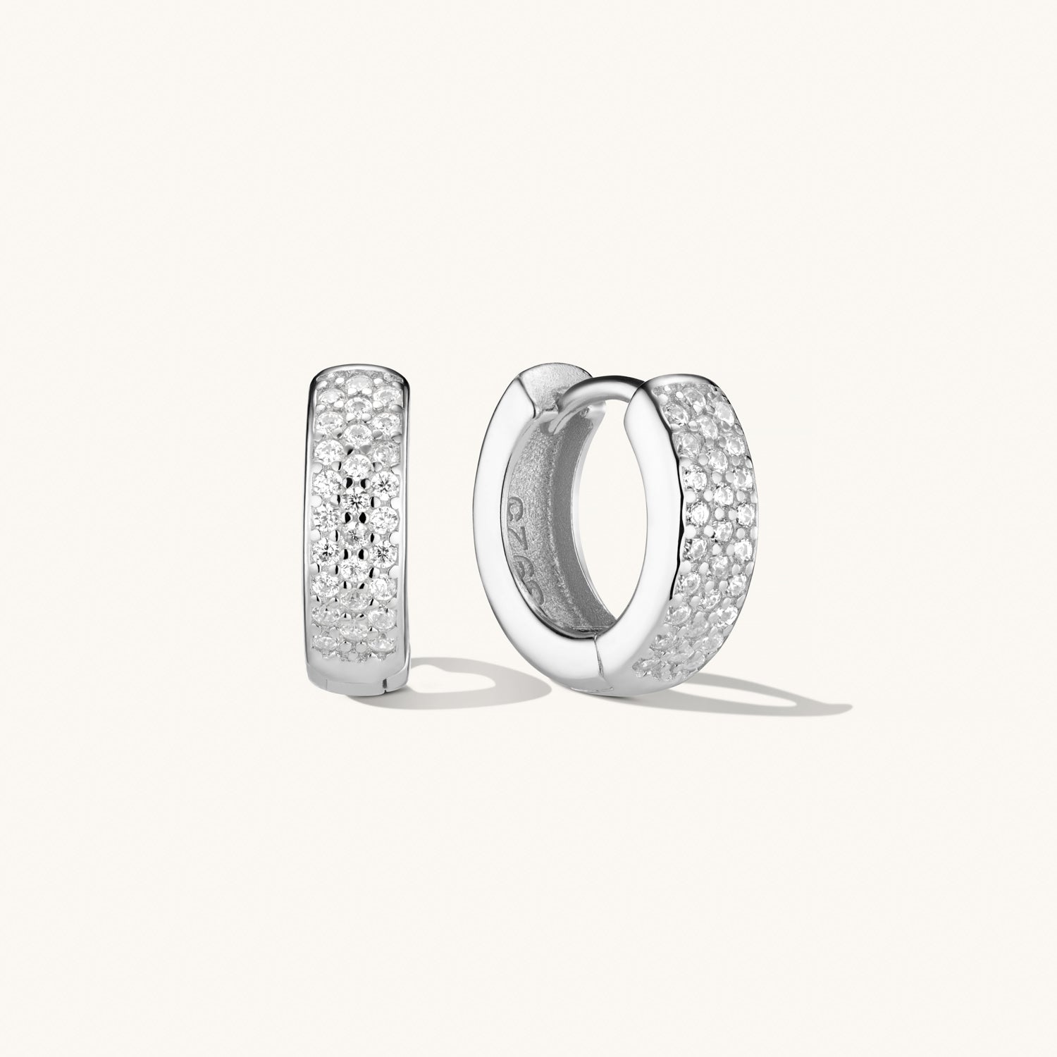 Créoles Huggies Pavé Bold en Argent