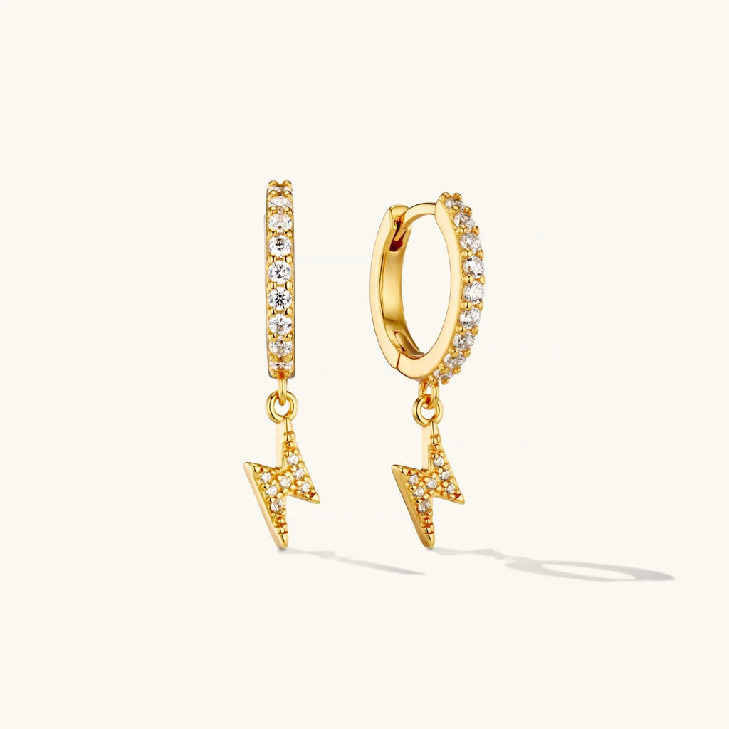 Boucles d’Oreilles Créoles Goutte Éclair en Or