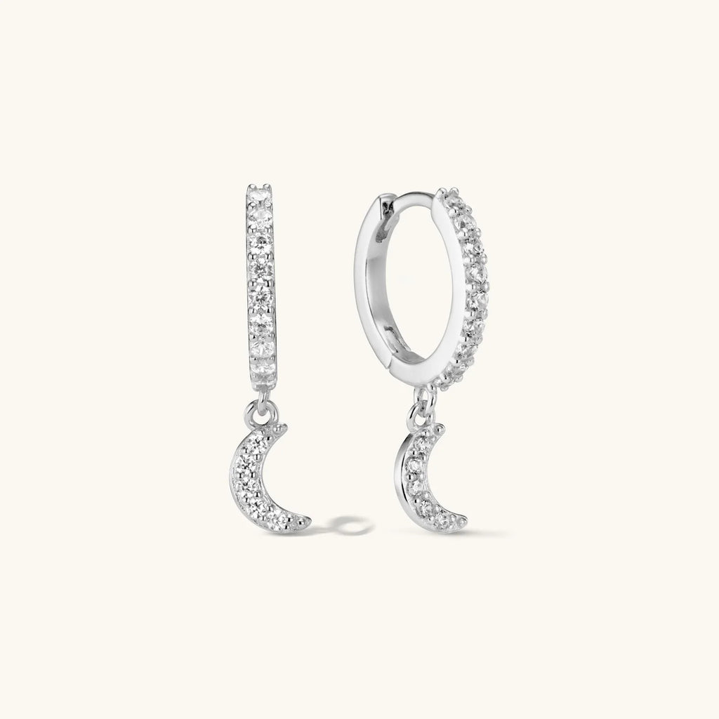 Boucles d’Oreilles Créoles Lune Luna en Argent