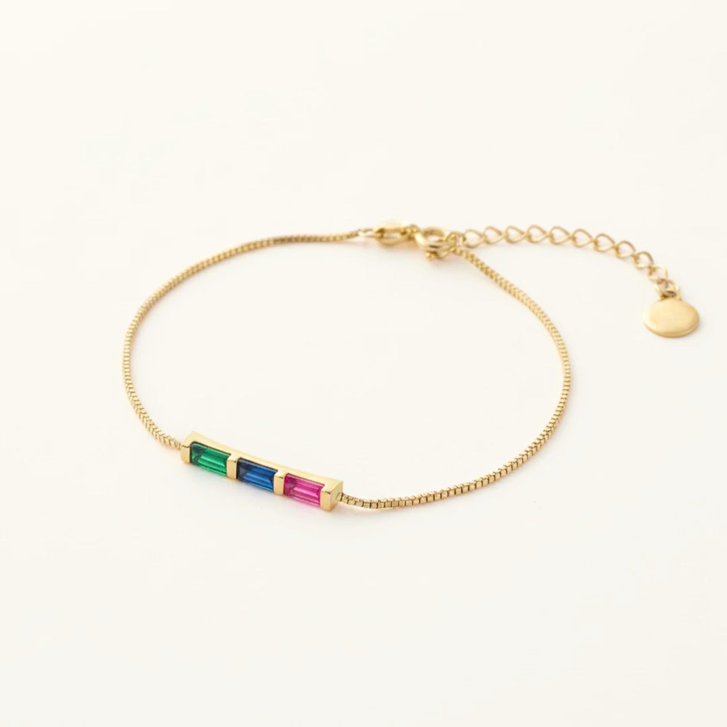 Bracelet Arc-en-Ciel Avec Pierre de Naissance en Or