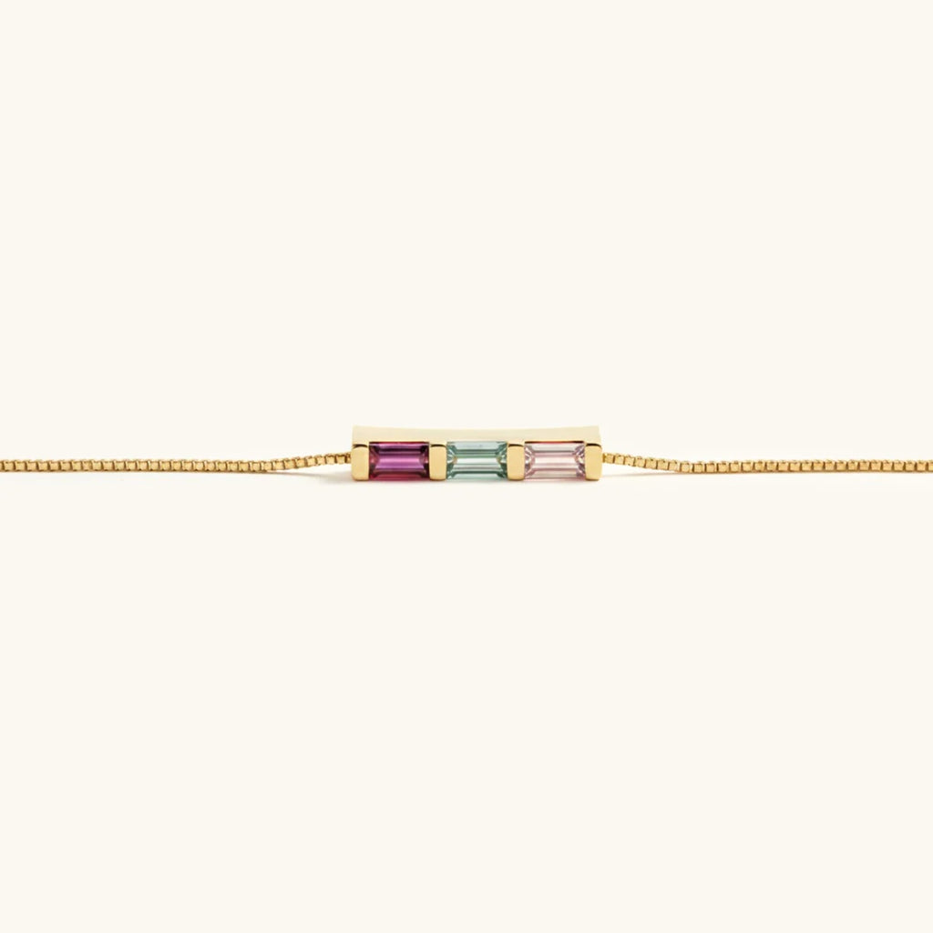 Bracelet Arc-en-Ciel Avec Pierre de Naissance en Or