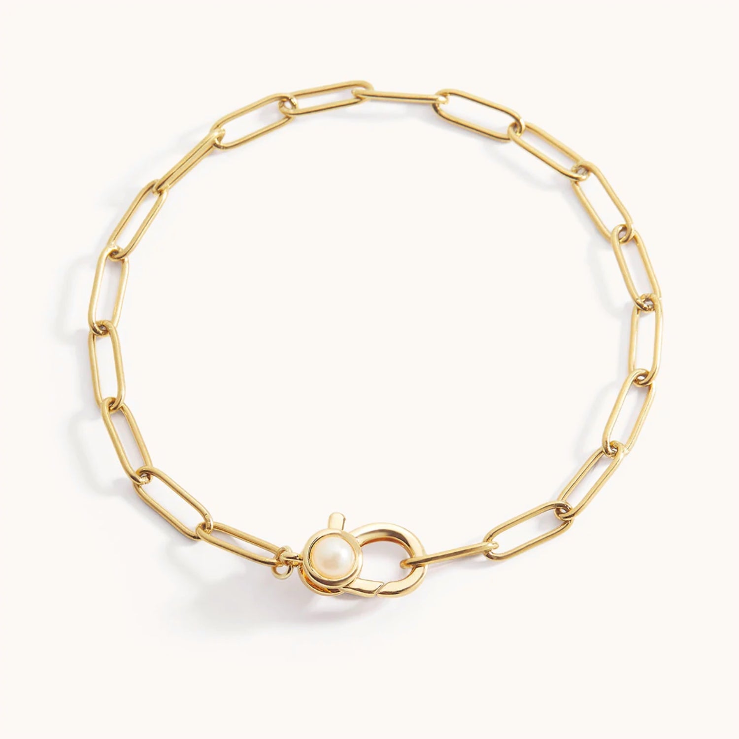 Bracelet Chaîne Maillons avec Perle en Or