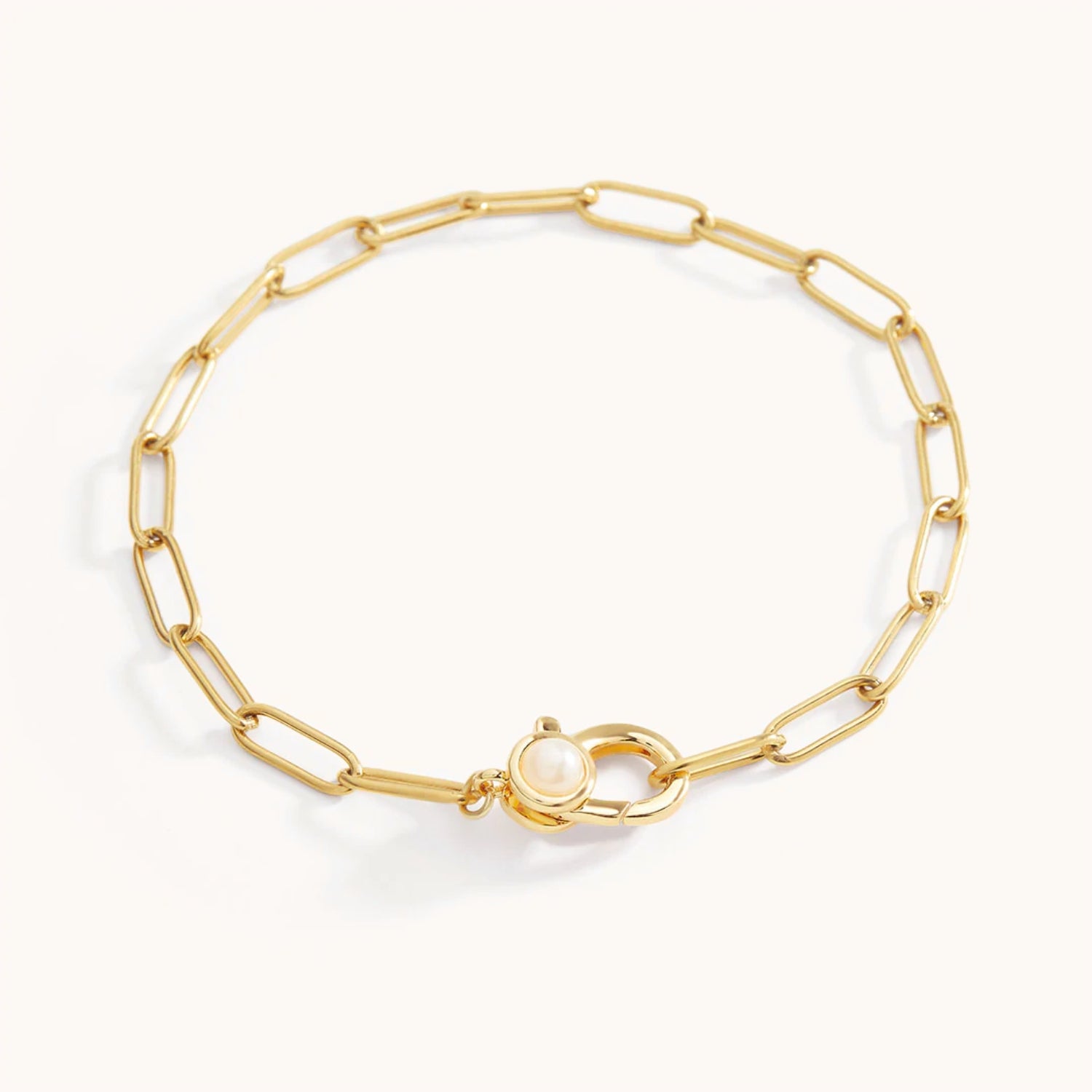 Bracelet Chaîne Maillons avec Perle en Or