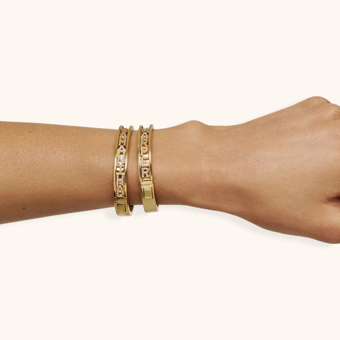 Bracelet Icône | Jonc Personnalisé Avec Prénom Coulissant