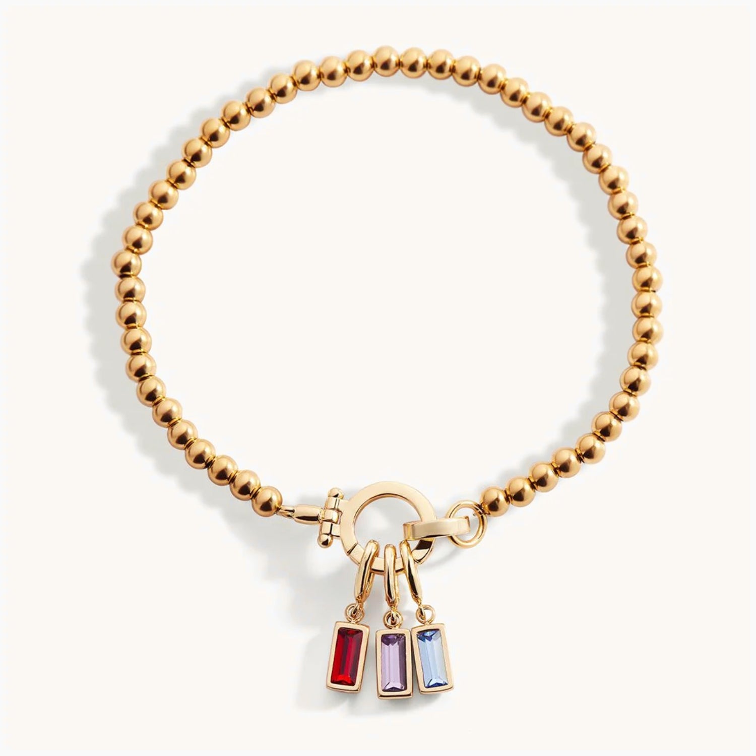 Bracelet Perlé avec Pendentif Pierre de Naissance en Or