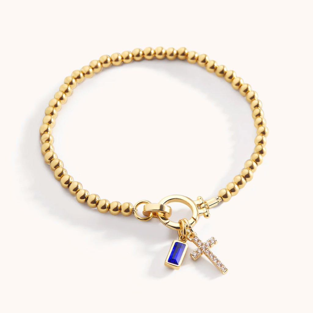 Pulsera Cruz y Piedra de Nacimiento