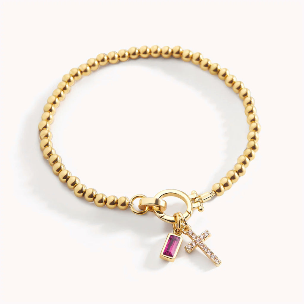 Pulsera Cruz y Piedra de Nacimiento
