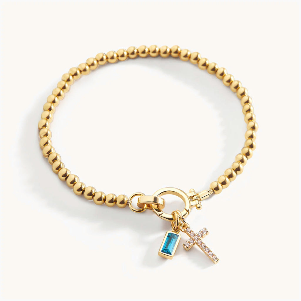 Pulsera Cruz y Piedra de Nacimiento
