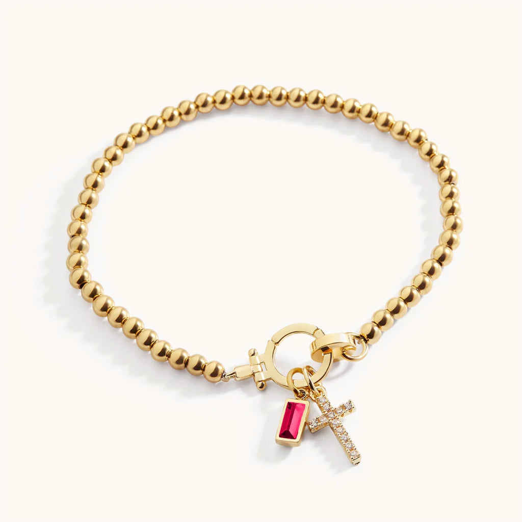 Cross & Birthstone Bracelet