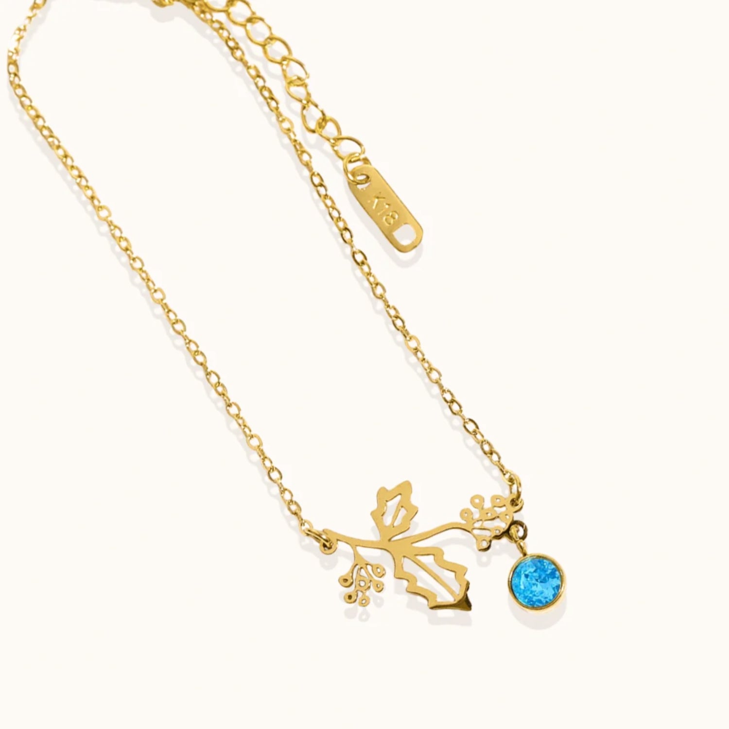 Bracelet Fleur de Naissance avec Pendentif Pierre de Naissance en Or