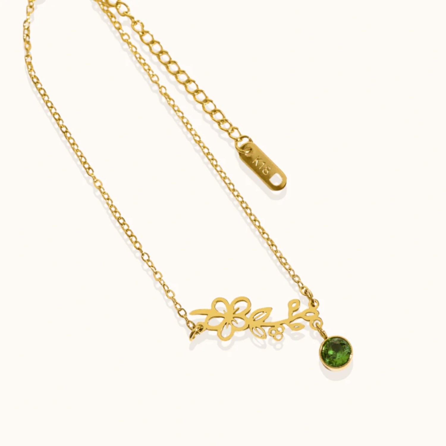 Bracelet Fleur de Naissance avec Pendentif Pierre de Naissance en Or