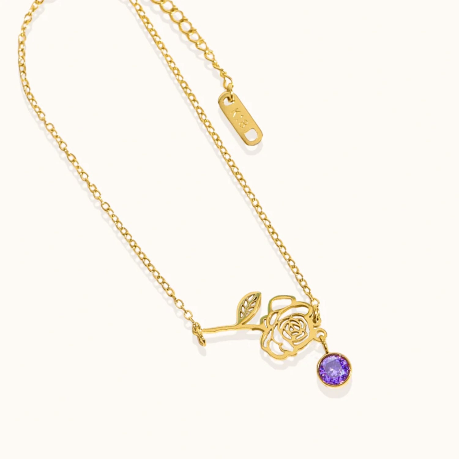 Bracelet Fleur de Naissance avec Pendentif Pierre de Naissance en Or