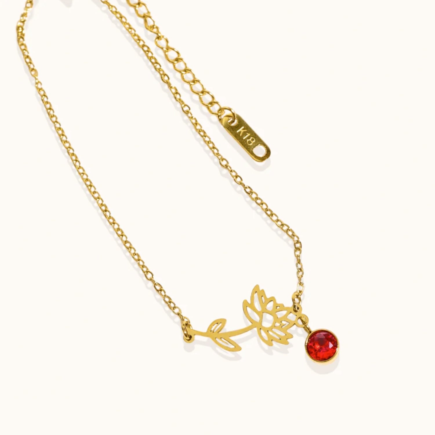 Bracelet Fleur de Naissance avec Pendentif Pierre de Naissance en Or