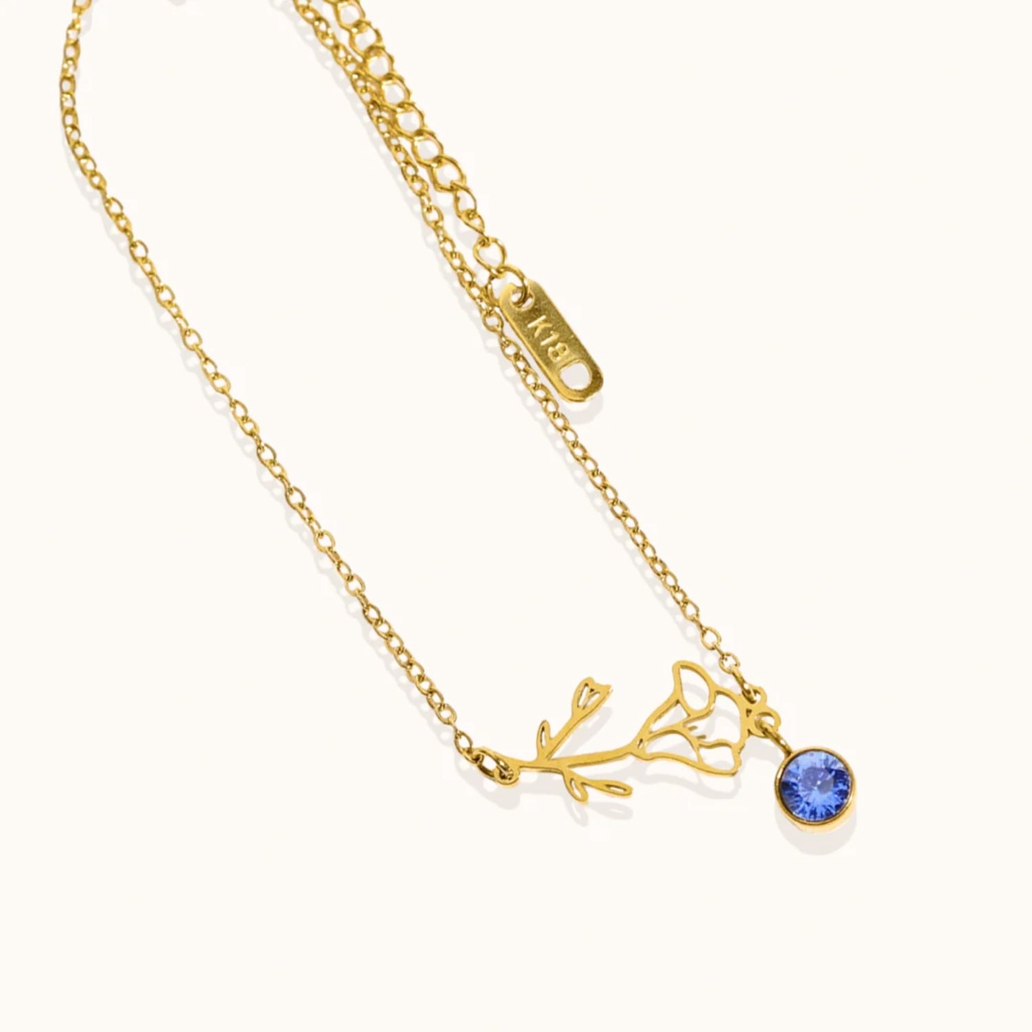 Bracelet Fleur de Naissance avec Pendentif Pierre de Naissance en Or