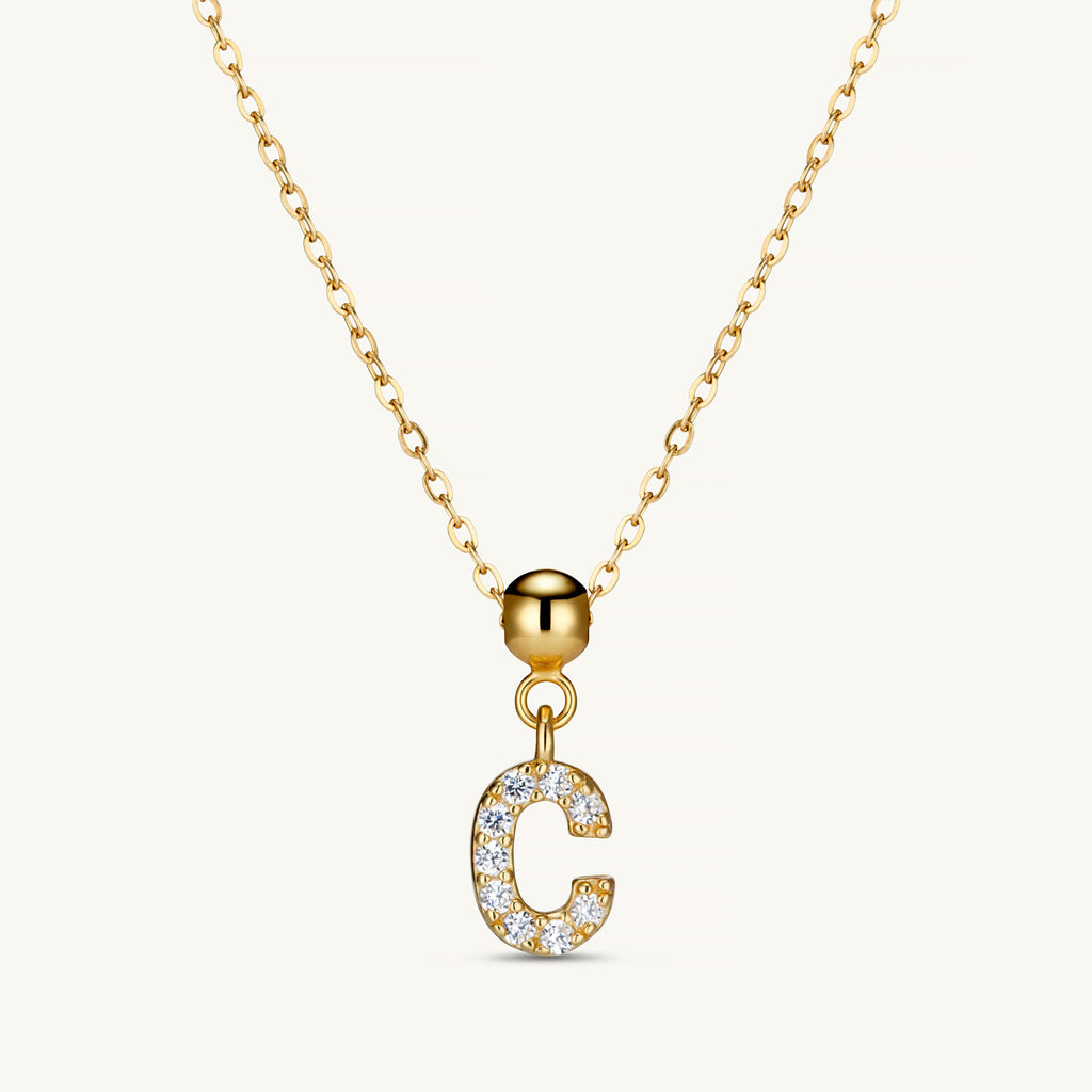 Pendentif Initiale C avec Diamant en Or