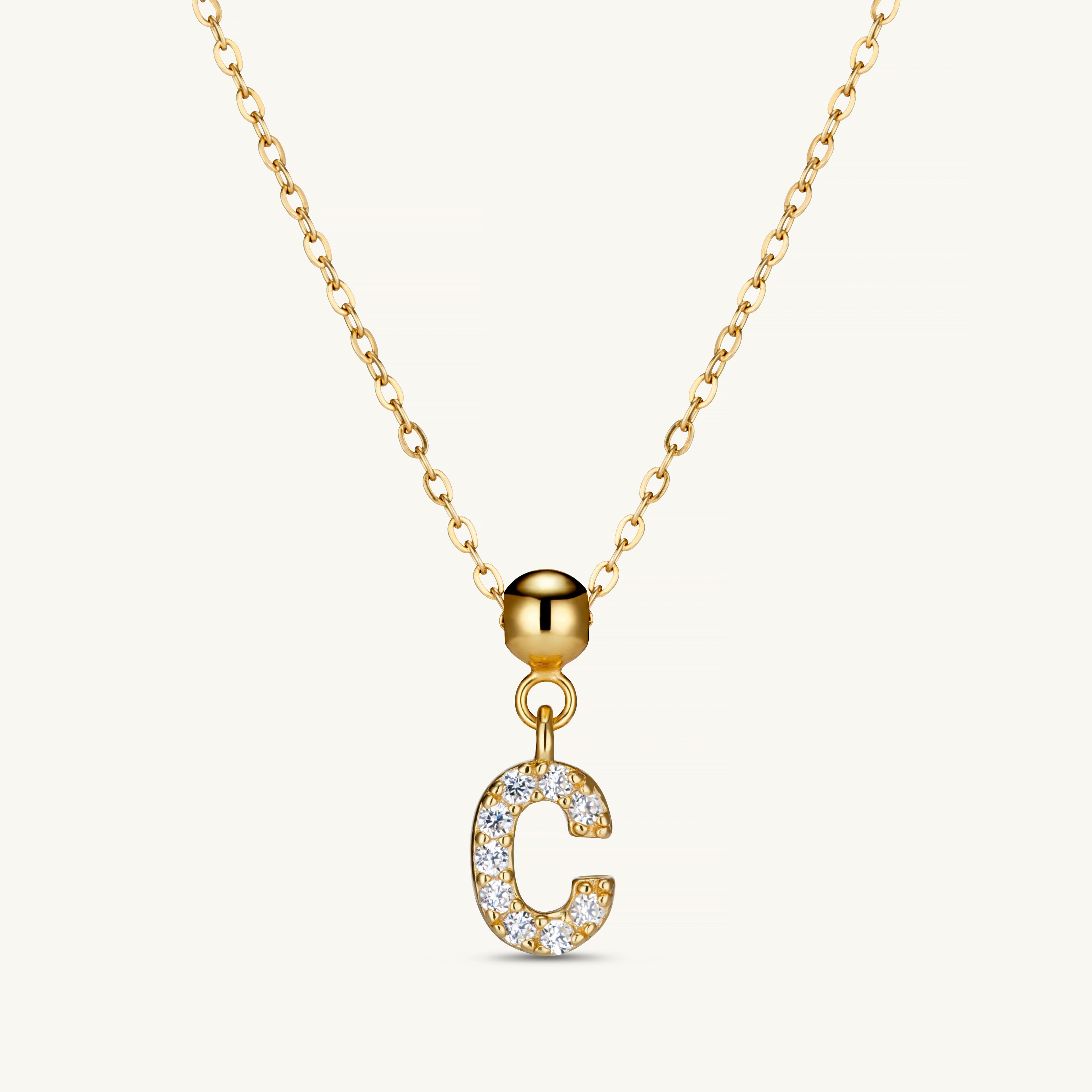 Pendentif Initiale C avec Diamant en Or
