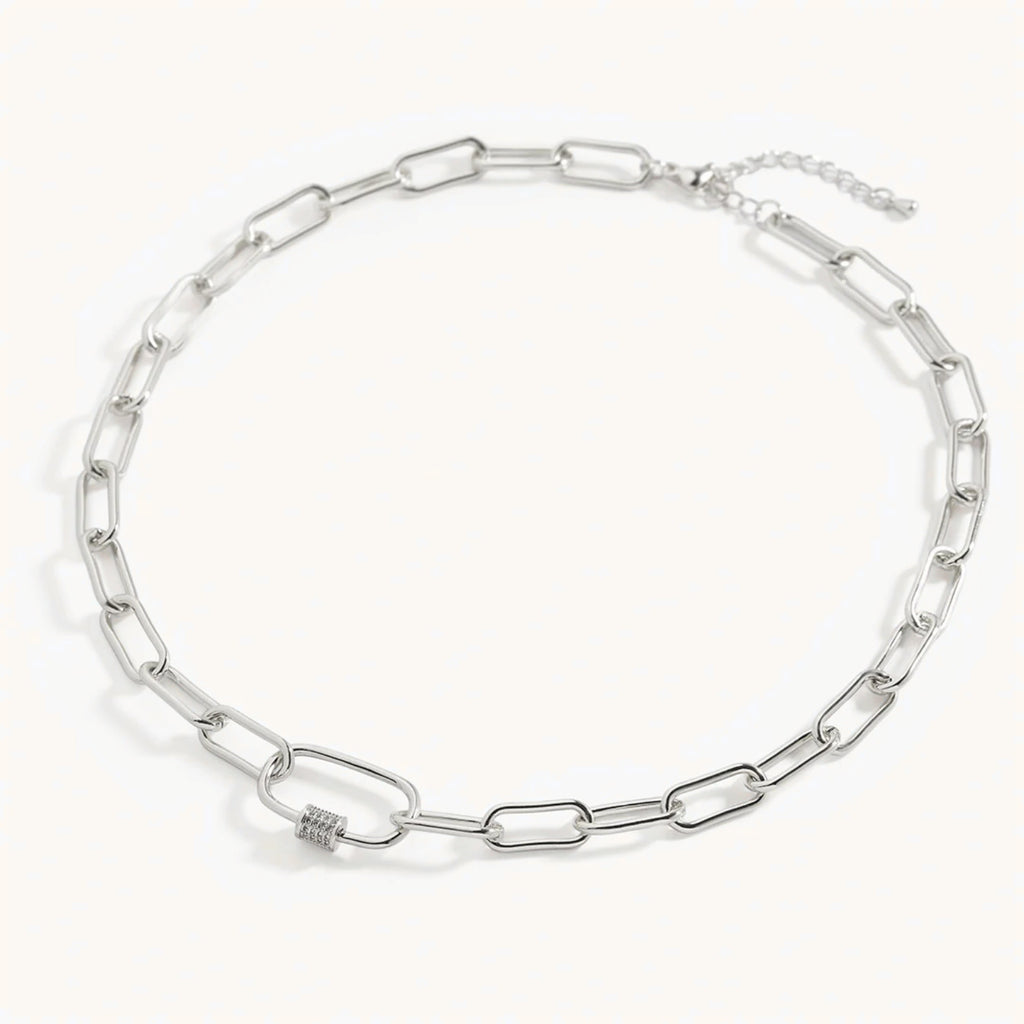 Collier Chaîne Maillons avec Mousqueton Pavé