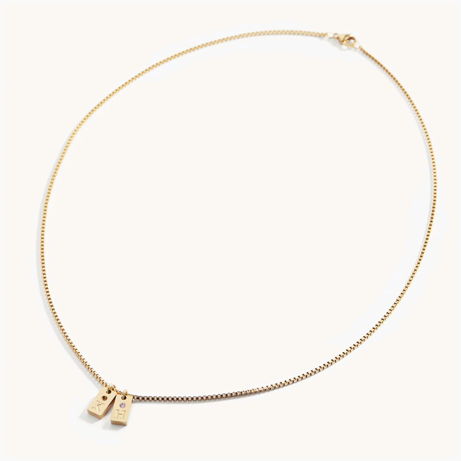 Collier Initiale Pavé Rectangle en Or