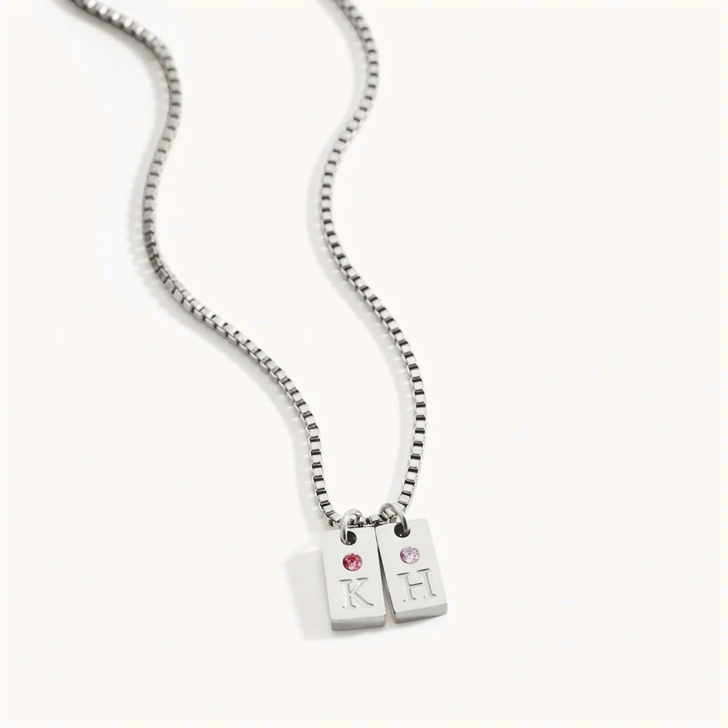 Collier Initiale Pavé Rectangle