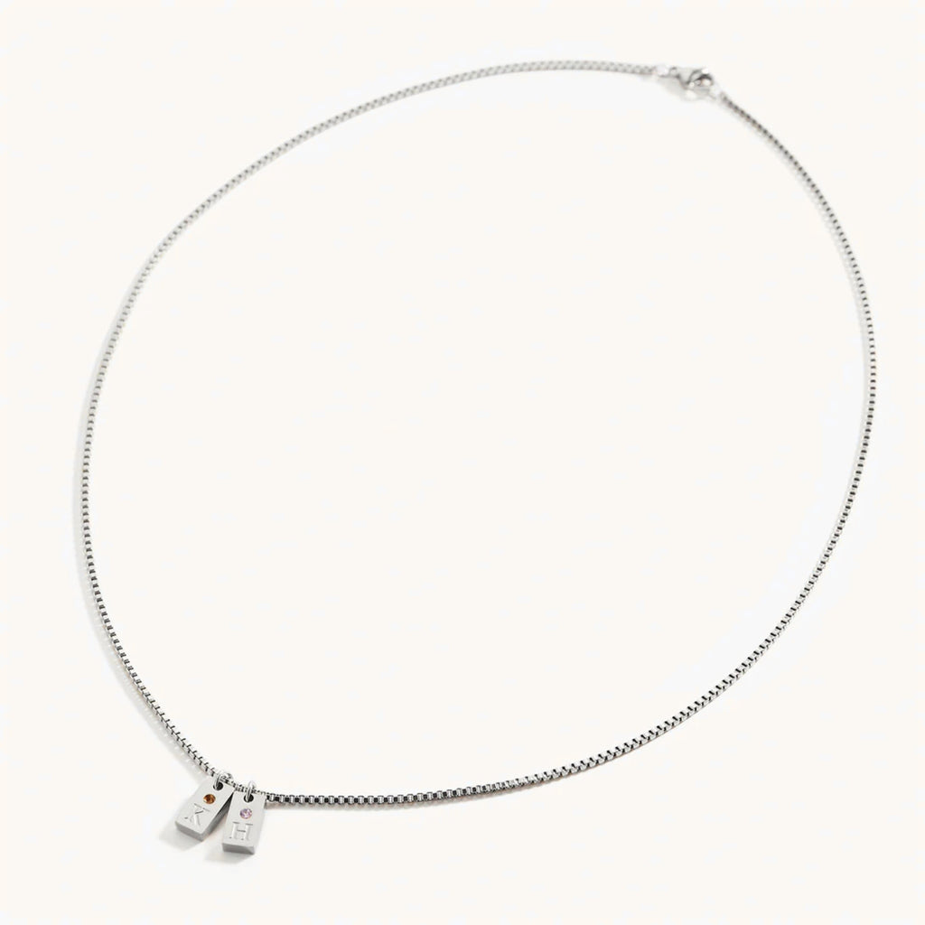 Collier Initiale Pavé Rectangle