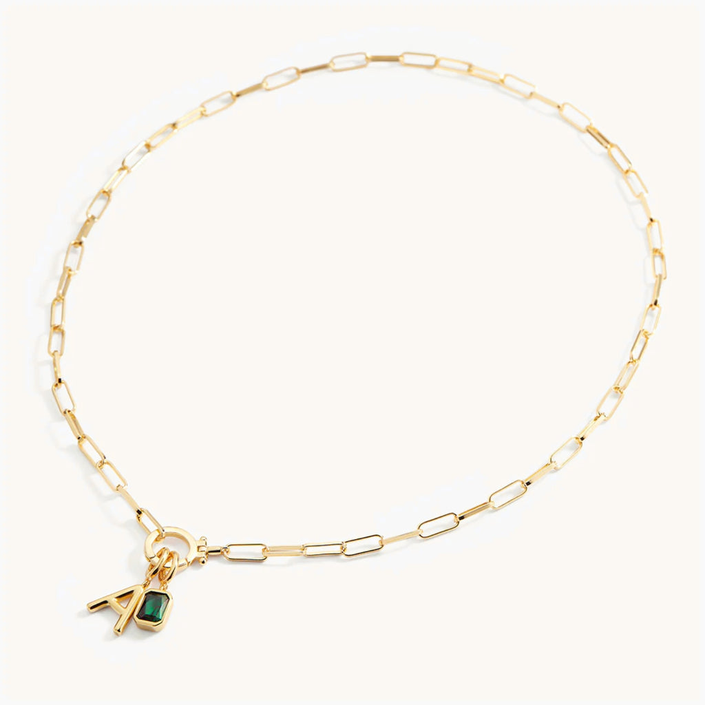 Collier Maille Initiale & Pierre de Naissance en Or