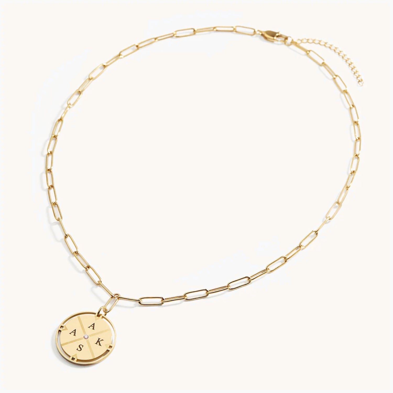 Collier Pendentif Boussole Personnalisée en Or