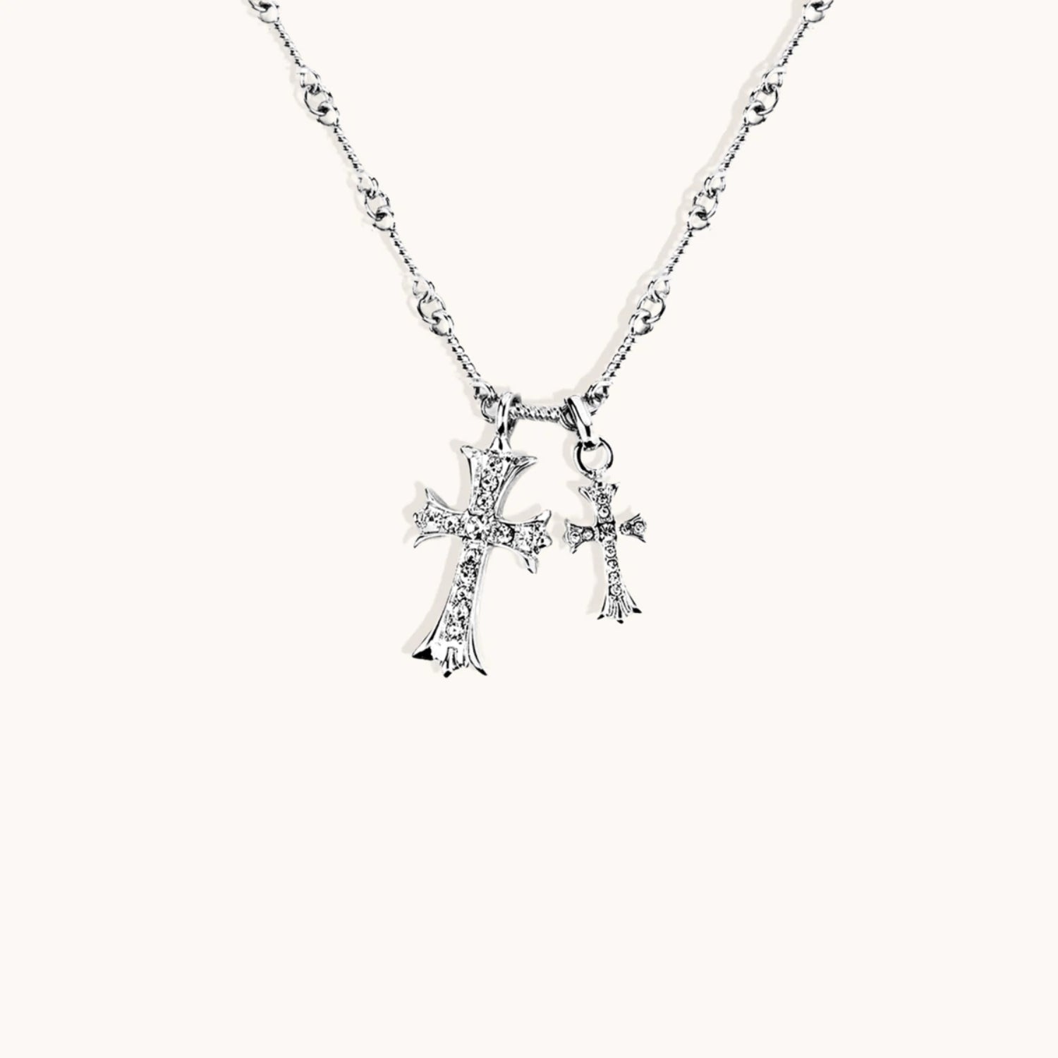 Collier Pendentif Double Croix