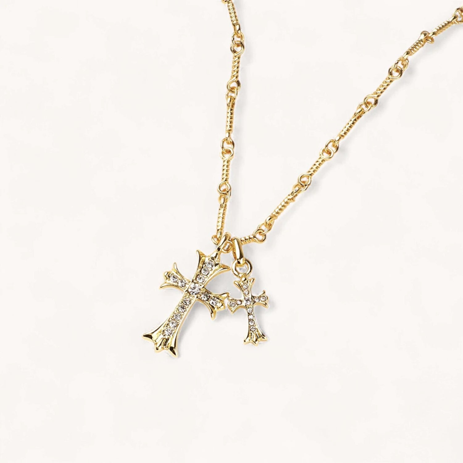 Collier Pendentif Double Croix en Or