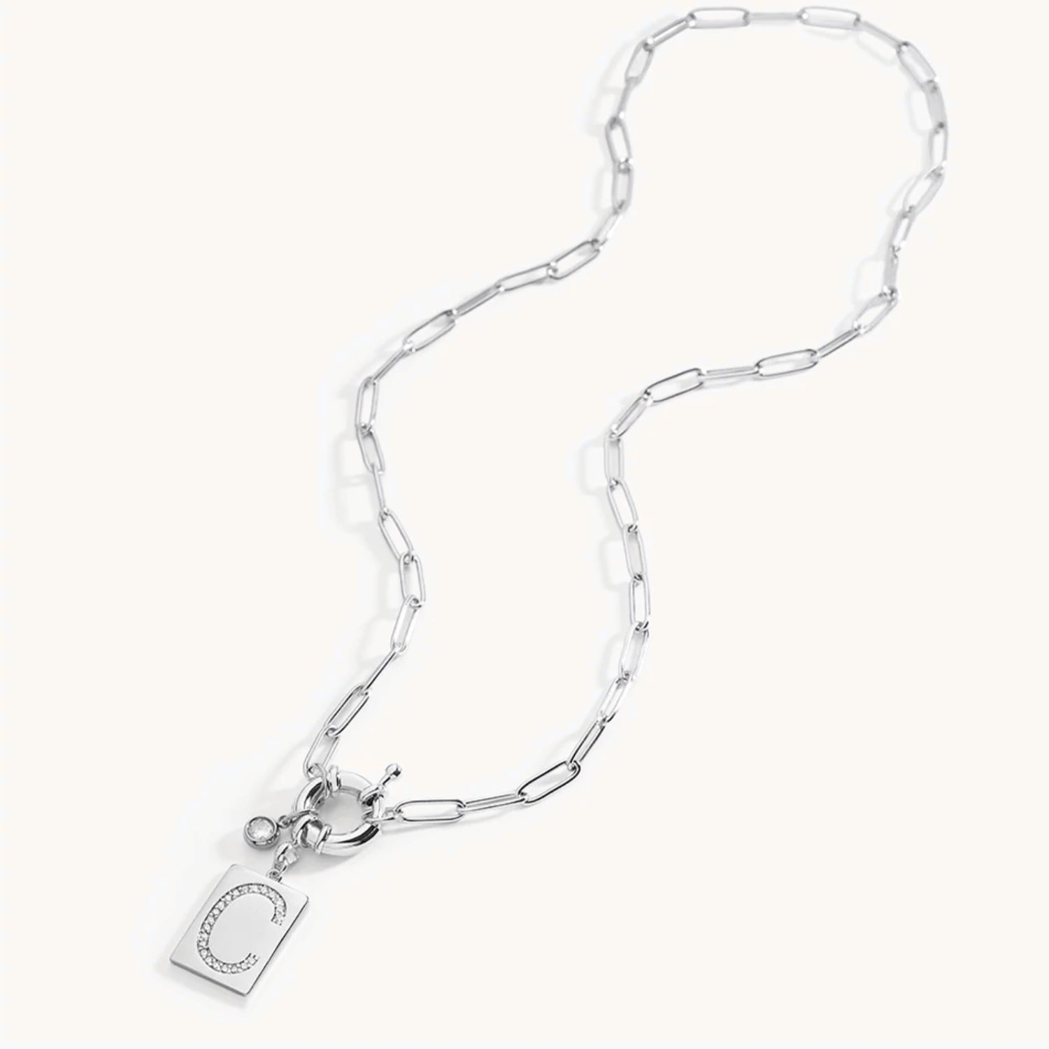 Collier Pendentif Initiale Pavé avec Chaîne Maillons
