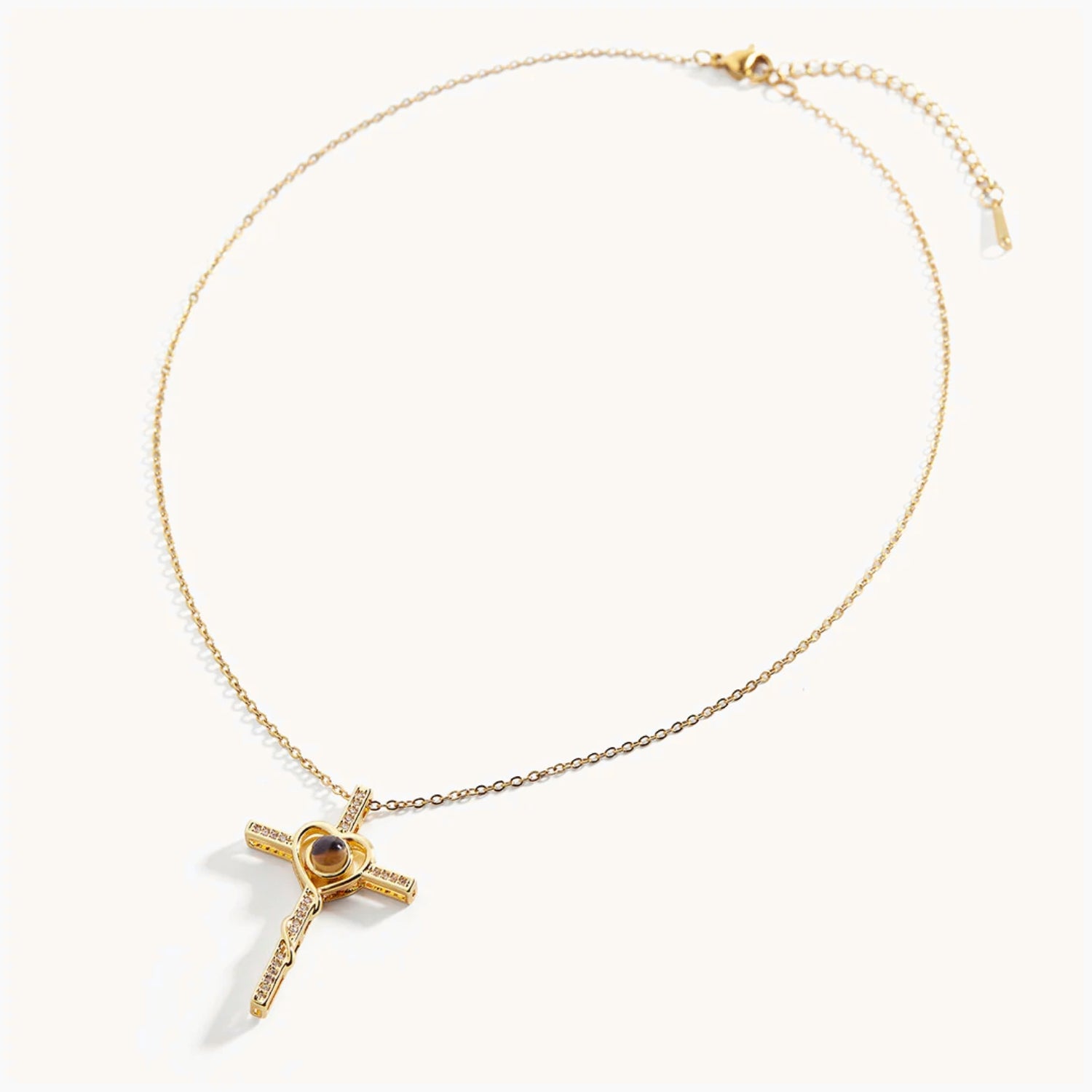 Collier Photo Cœur et Croix en Or
