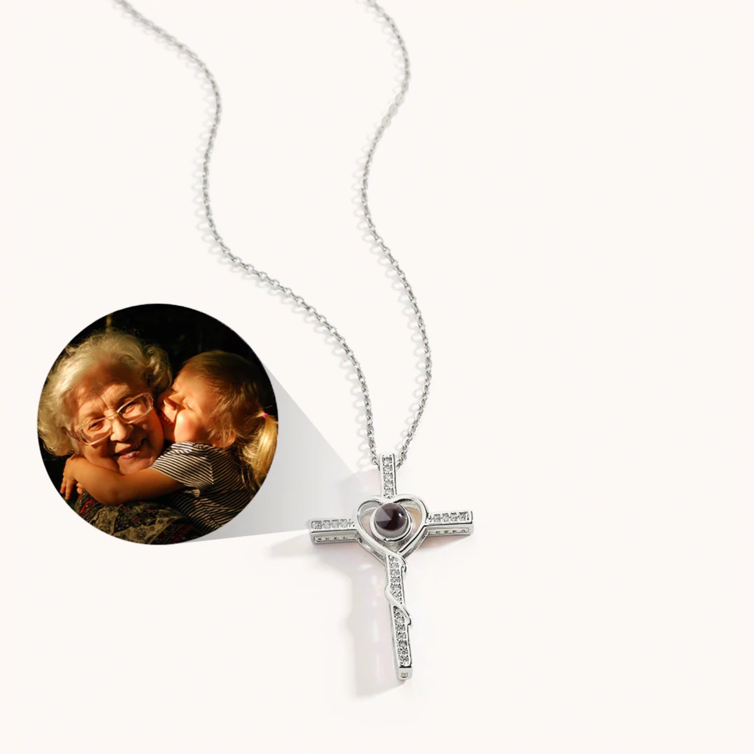 Collier Photo Cœur et Croix