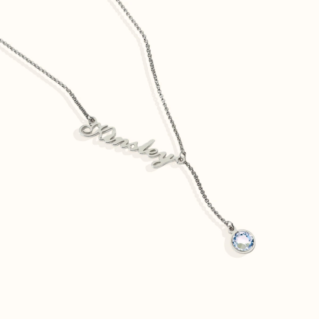 Collier Prénom & Pierre de Naissance Suspendue