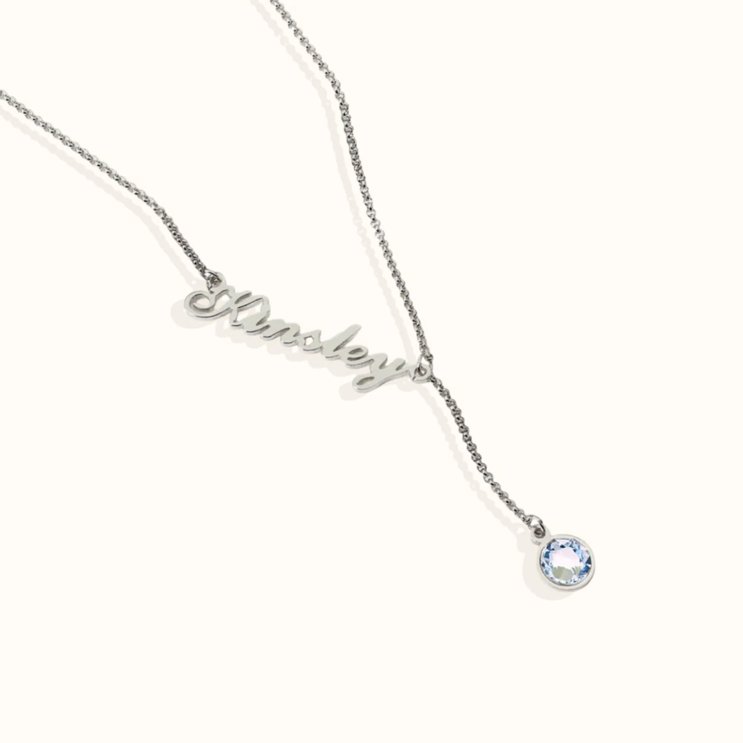 Collier Prénom & Pierre de Naissance Suspendue
