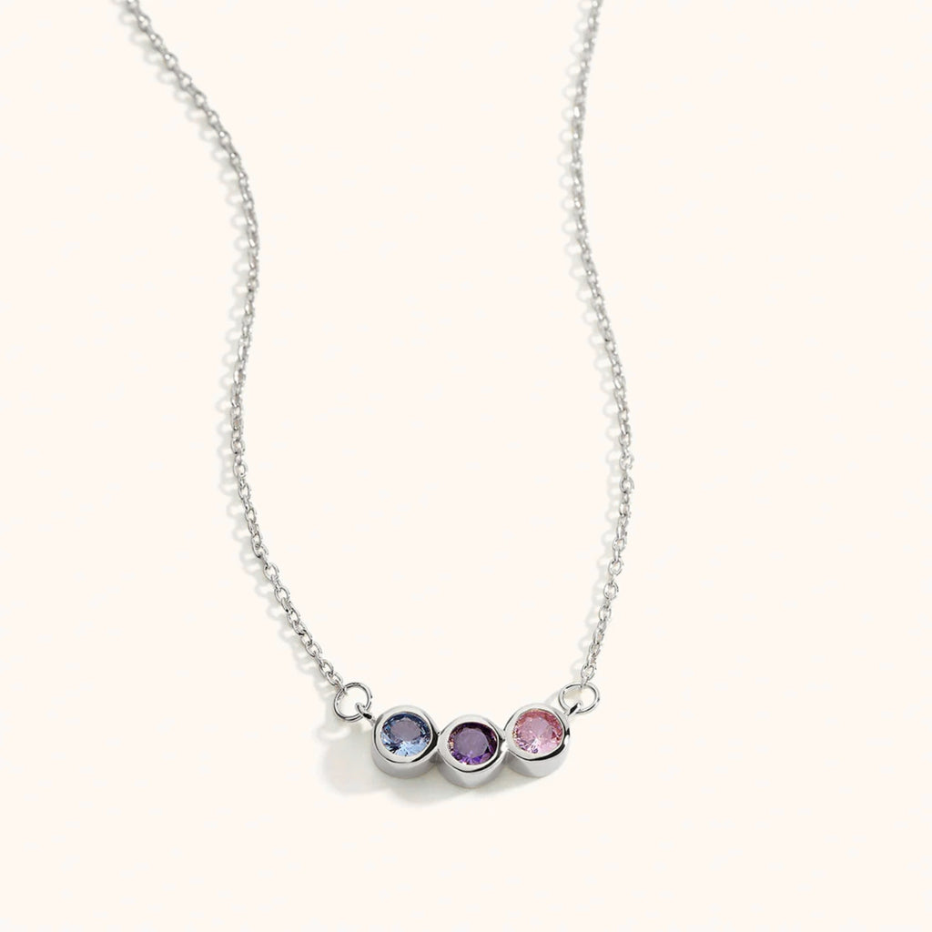 Family Treasures Birthstone Necklace in Silver