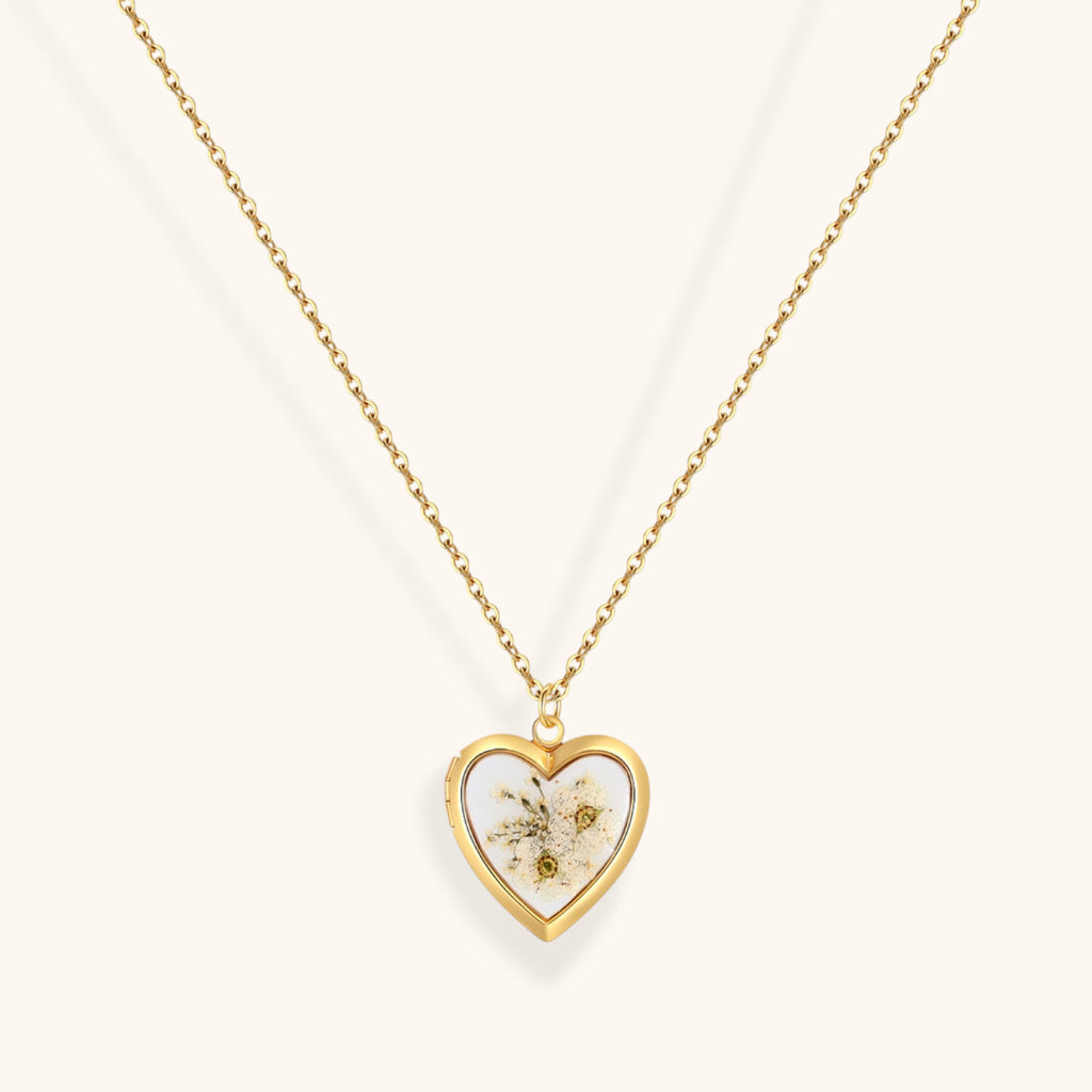 Forget-Me-Not Heart Locket Necklace