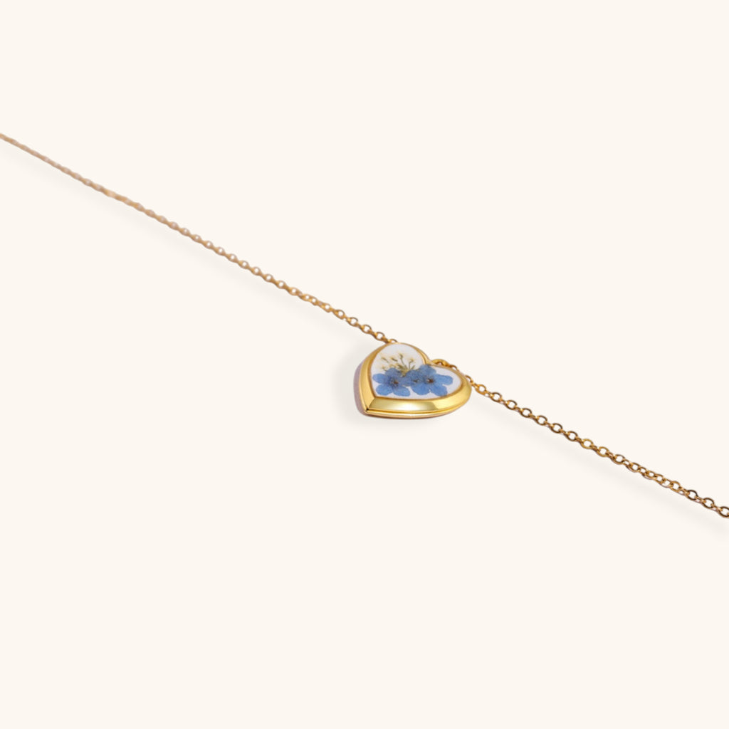 Forget-Me-Not Heart Locket Necklace