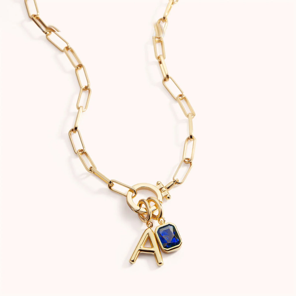 Initial & Birthstone Chain Necklace