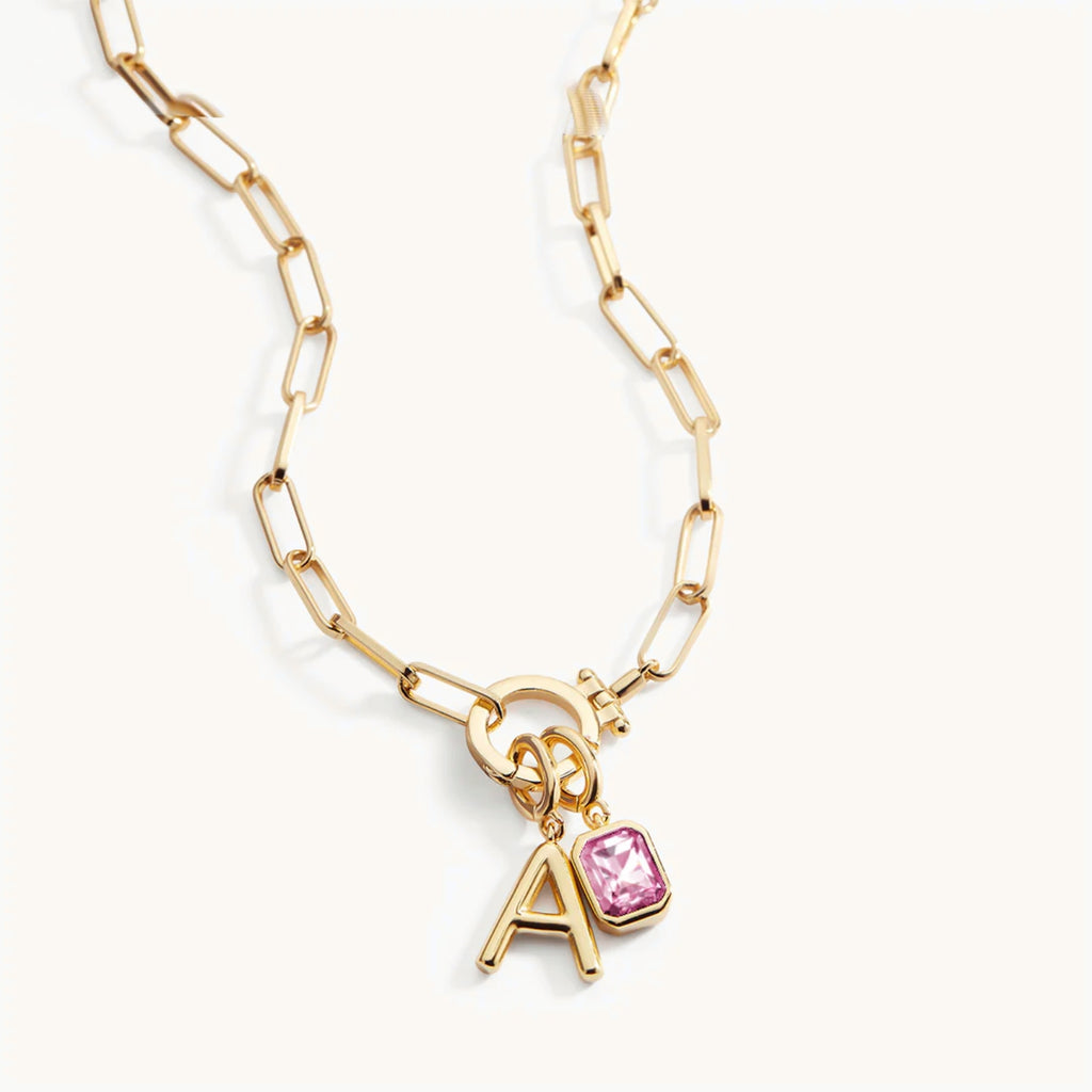 Initialhalsband med Länk & Födelsesten