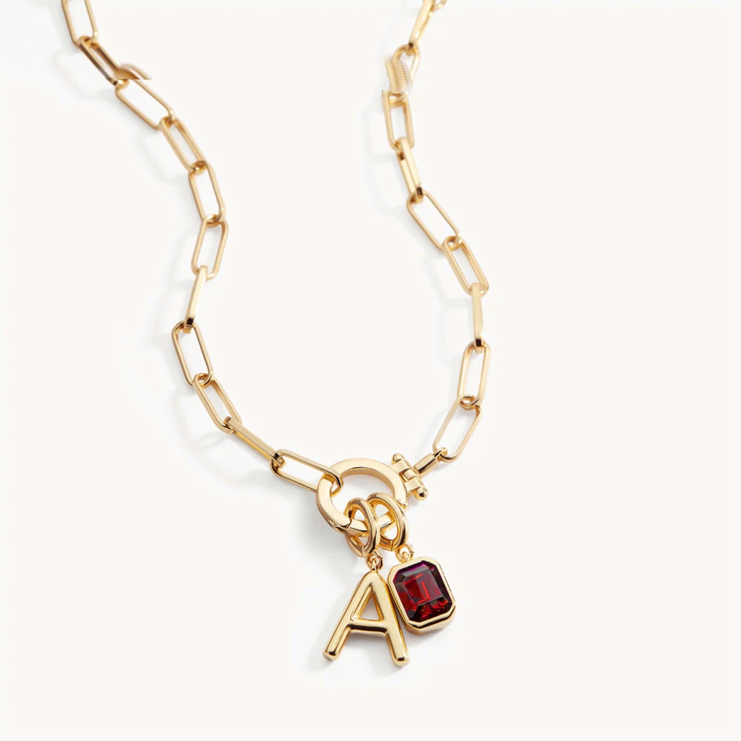 Collier Maille Initiale & Pierre de Naissance en Or