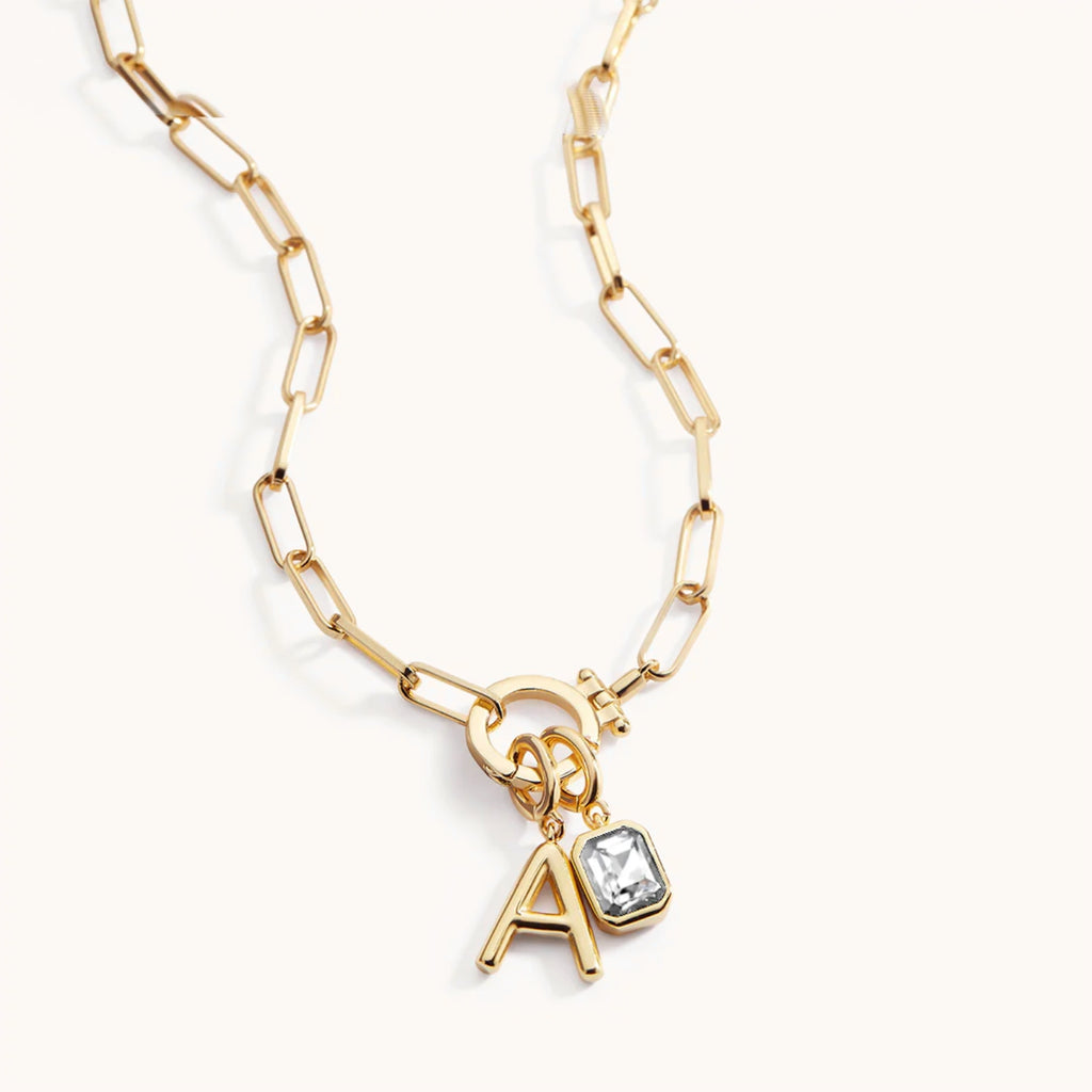 Collar de Eslabones con Inicial y Piedra de Nacimiento