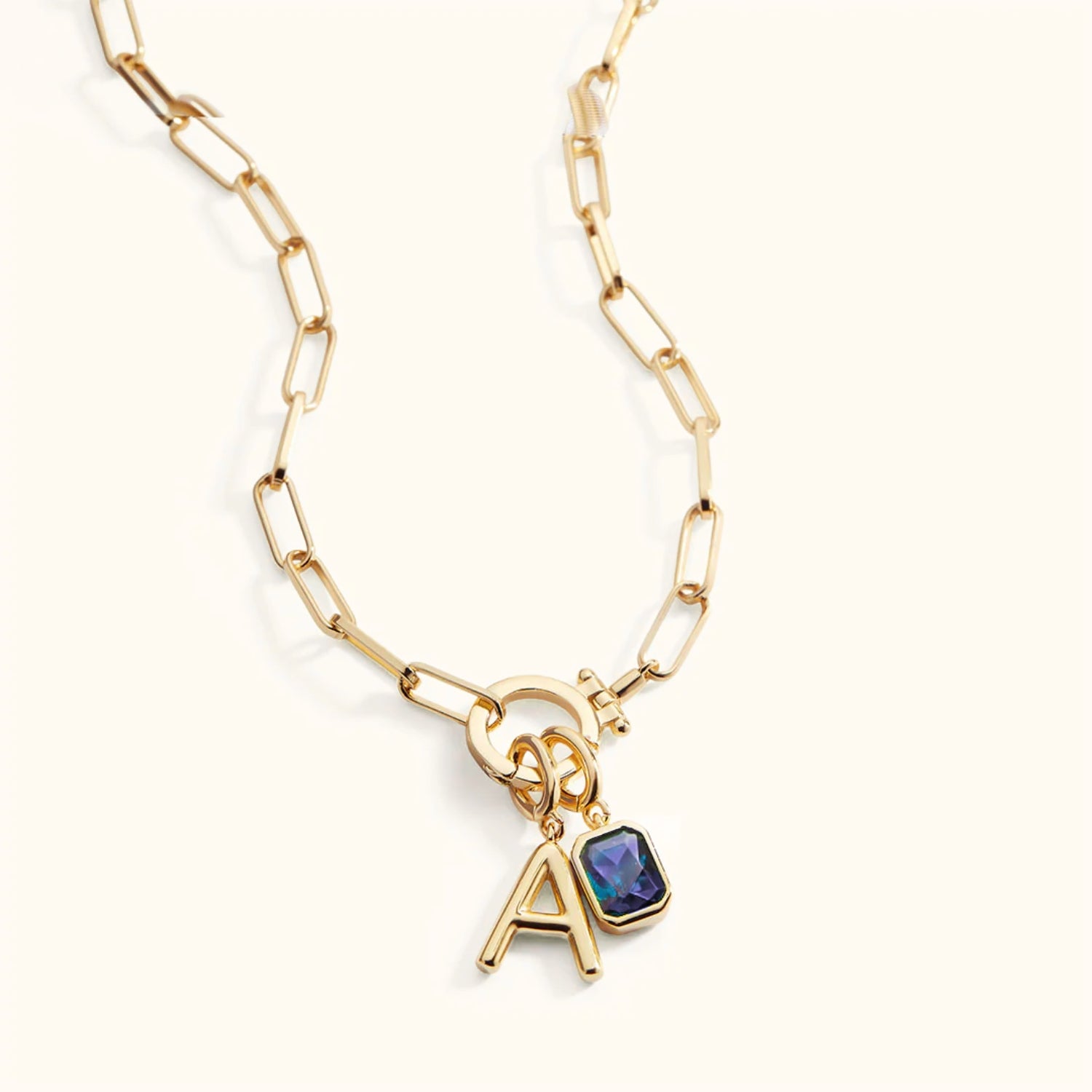 Collier Maille Initiale & Pierre de Naissance en Or